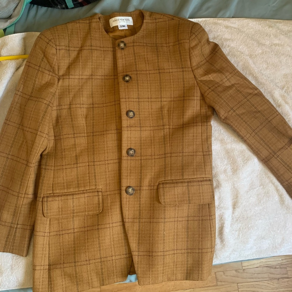 Jones New York Women's woolTan Plaid Jacket